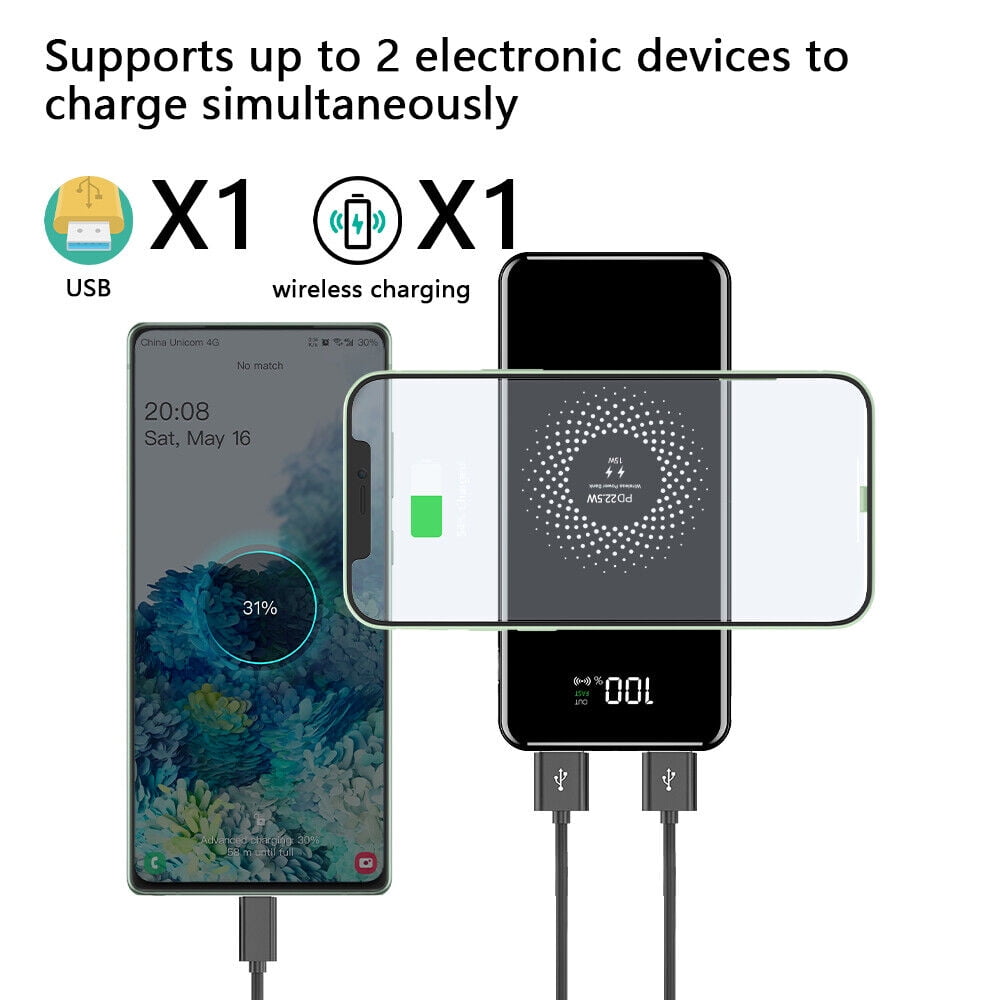1000000mAh Qi Wireless Power Bank Backup Fast Portable Charger External Battery