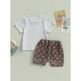 thumbnail image 4 of Bagilaanoe 2pcs Toddler Baby Boys Short Pants Set Letter Print Short Sleeves T-Shirt Tops + Shorts 6M 12M 18M 24M 3T Kids Casual Summer Outfits, 4 of 8