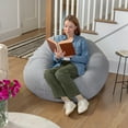 thumbnail image 5 of Emma + Oliver Large Gray Faux Sherpa Refillable Bean Bag Chair for Kids and Teens, 5 of 12