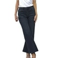 thumbnail image 1 of Bigersell Flare Jeans Juniors Jeans Summer Wide Leg Jeans Ankle Leg Denim Pants Button Closure Light Wash Ripped Plus Size Skinny Jeans Female Loose Mid Waist Ankle Length Pants Style J-199 Black S, 1 of 8