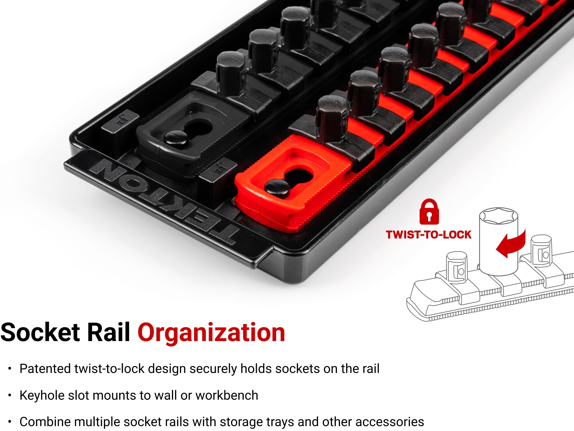 TEKTON 3/8 Inch Drive Shallow and Deep 12-Point Socket Set with Rails and Trays, 68-Piece (1/4 - 1 in., 6 - 24 mm) | SHD91221