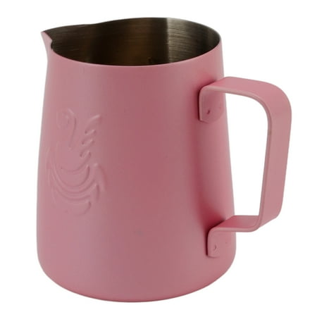 

Frothing Pitcher Multipurpose Food Grade 304 Stainless Steel Milk Frothing Pitcher 420ml Beautiful For Home For Coffee Black Pink