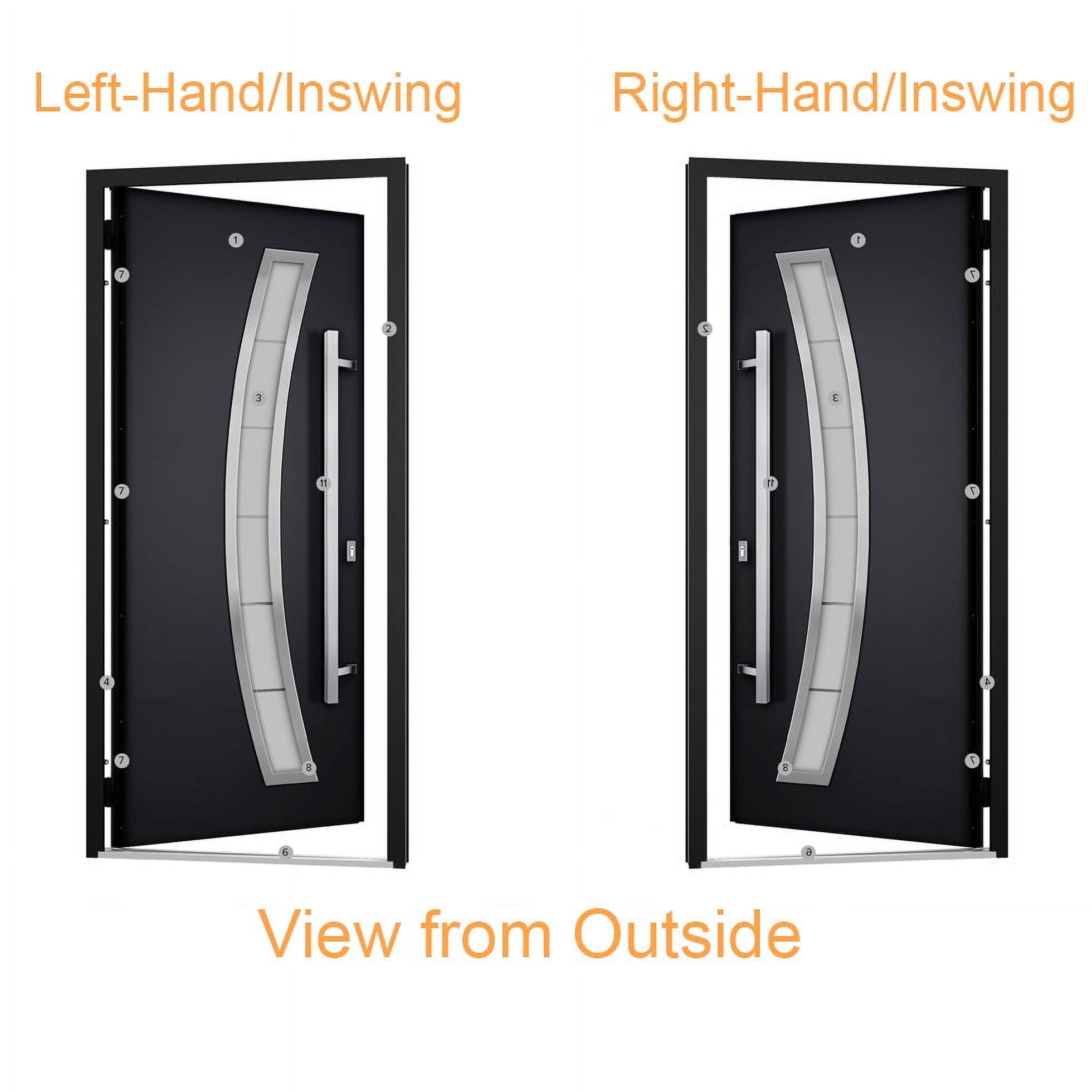 Front Exterior Prehung Steel Door Dekton 0163 Venezia Noce Entry Metal Modern Painted W36" x H80" Left hand Inswing