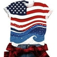 thumbnail image 4 of VKOYWKM Red White and Blue Tops for Women Patriotic American Flag Graphic T Shirts Independence Day Short Sleeve Round Neck USA Flag Patriotic Memorial Day Tee, 4 of 5