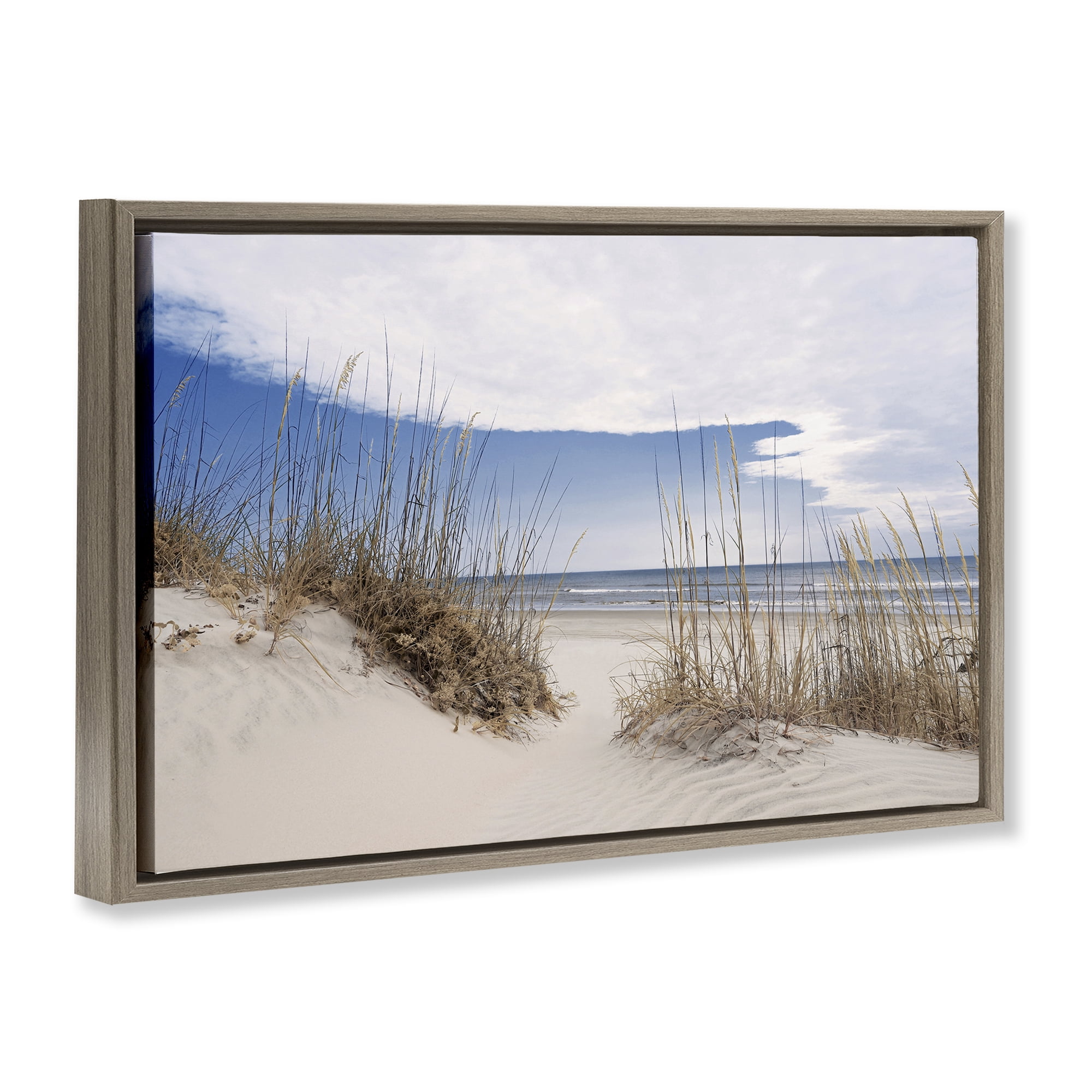 Stupell Industries Sea Oats Along Sandy Dunes Brown Framed Floater Canvas Wall Art, design by Natalie Carpentieri