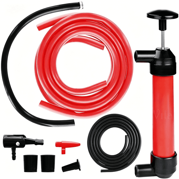 CURYMAY Multi-Use Manual Fuel Transfer Pump Kit-Portable Water & Gas Siphon, 15" Siphon Hose, Liquid Transfer for Automotive, Rain Barrels & Water Gardens