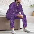 thumbnail image 7 of Lsque Purple Glitter Pattern Long Sleeve Pajama Set for Men - Soft 2-Piece Sleepwear and Loungewear Set with Pockets, Comfy Nightwear-X-Large, 7 of 7