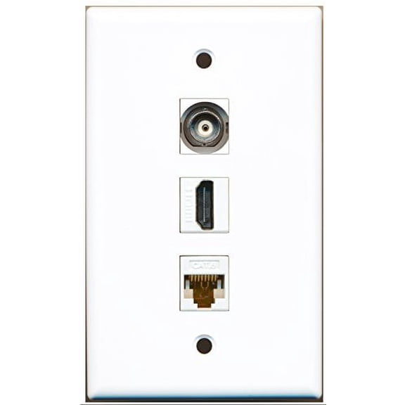 RiteAV - 1 Port HDMI 1 BNC 1 Cat6 Ethernet White Wall Plate