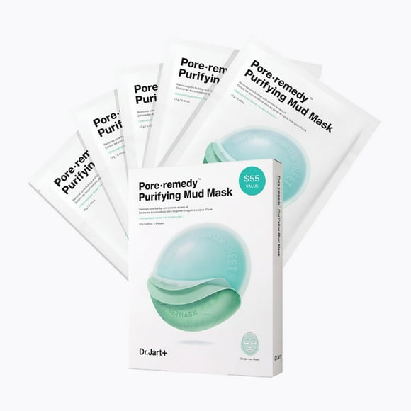 Dr.Jart+ Pore Remedyâ¢ Purifying Mud Face Mask | Sheet Mask | Korean Skin Care, 5 Pack