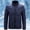 003 Dark Blue, variant on Men's Lightweight Puffer Jacket Solid Color Detachable Cap Zipper Warm Coat Long Sleeve Parkas