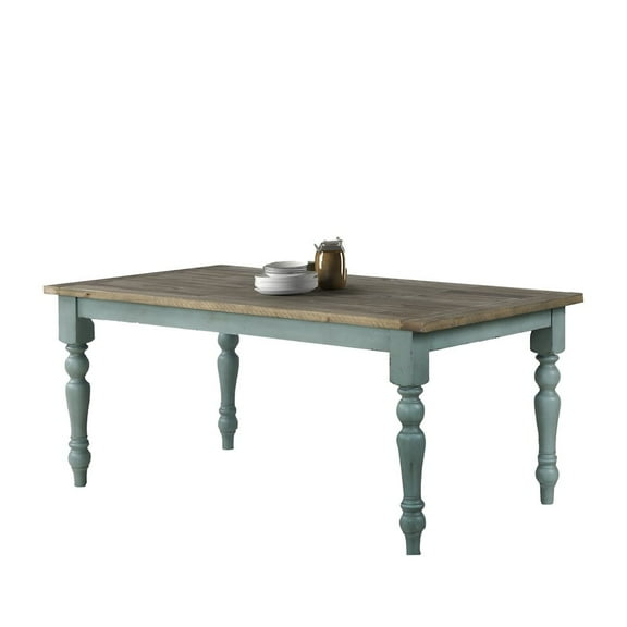Roundhill Furniture Prato Blue and Brown Two-Tone Finish Wood Dining Table