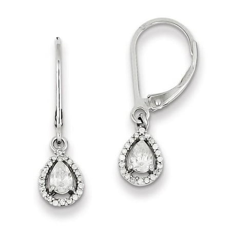 Sterling Silver 0.3IN Long Diamond Earrings