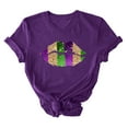 thumbnail image 4 of Aloohaidyvio Tops Long Sleeves,Womens Mardi Gras Mask Glitter Print Round Neck Short Sleeve Loose Tops,Mardi Gras Clothing Women Clearance, 4 of 5