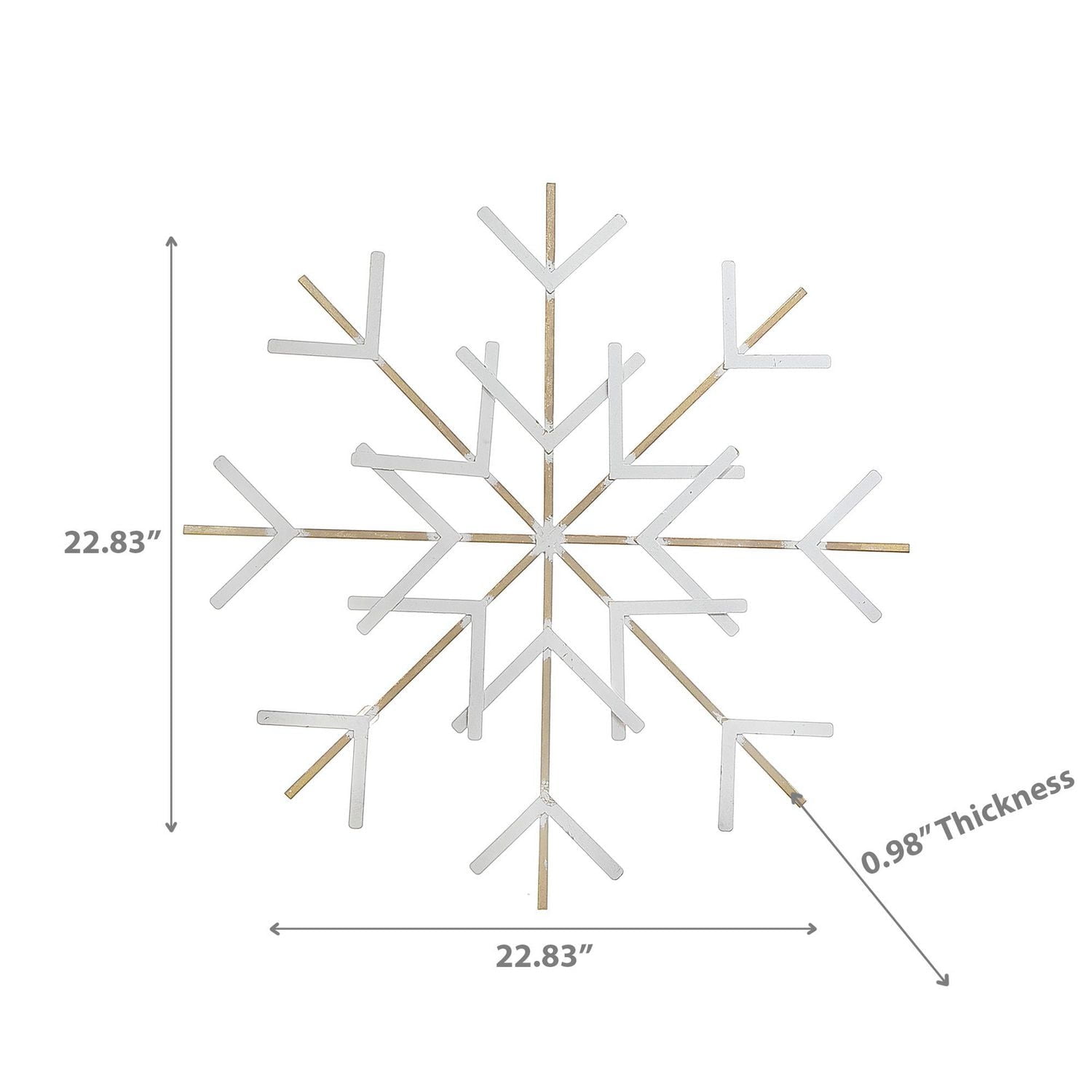 White And Gold Metal Snowflake Wall Decor Large