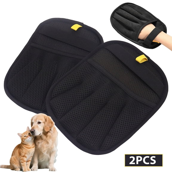 Pet Hair Remover Glove (2 Pack) - Electrostatic Dog & Cat Hair Remover, Reusable Fur Remover Brush for Furniture, Couch, Carpet, Car Seat & Clothing