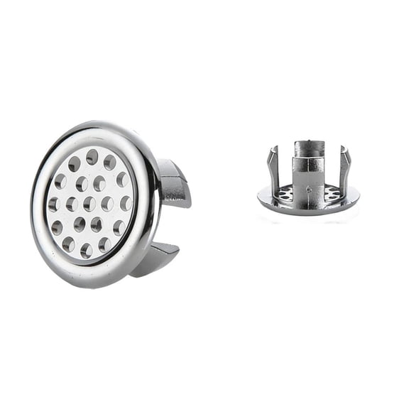 Sink Overflow Cover – Replacement Round Drain Trim for Bathroom Basin & Vanity Sinks, Plastic Silver-White Finish, Easy-to-Install Accessory