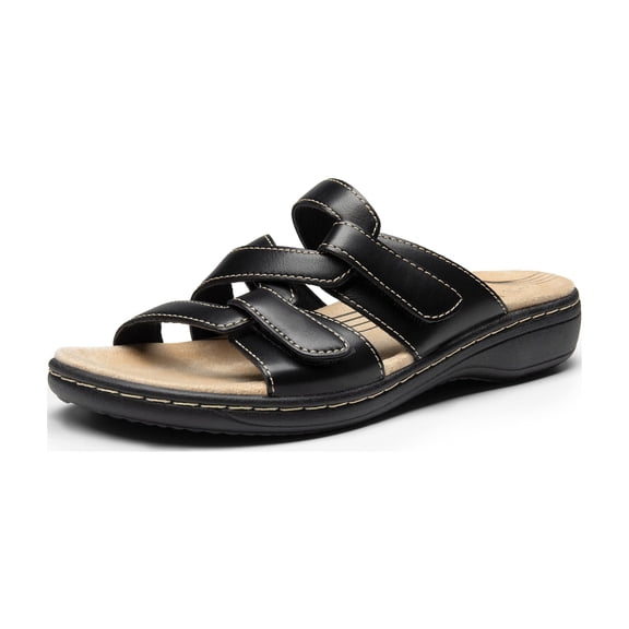 Dream Pairs Women’s Slides Arch Support Soft Cushion Slip On Flat Sandals with Adjustable Straps
