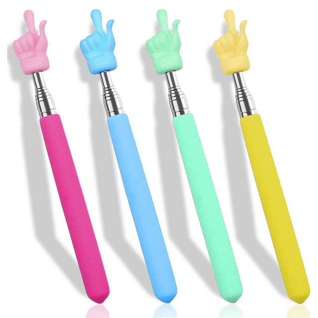 4PCS Retractable Teacher Pointer for Classroom Kids Reading, Mini Extendable Hand Pointer Finger Pointer Stick