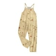 thumbnail image 4 of GERsome Girls Jumpsuit Romper V Neck Sleeveless Cute Long Pants Casual Printed Spaghetti Straps Overalls with Side Pockets 5-14 Years（Size 5-6 Years/11#Beige), 4 of 6
