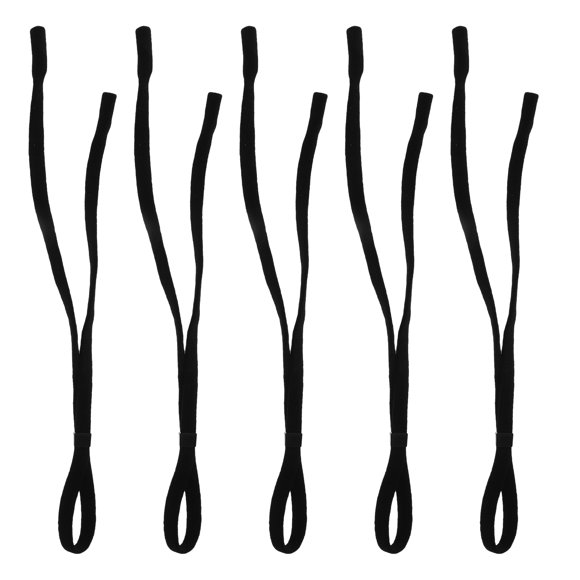 Minkissy 5Pcs Black Polyester Glasses Straps for Sports Use Flexible Eyeglass Holders with Antislip