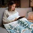 thumbnail image 5 of Christmas Flannel Blanket for Bed,Travel and Camping, Blue Plaid Xmas Gnome Pine Tree Box Snowflakes Super Soft Cozy Blanket for All Seasons 32"x48", 5 of 9
