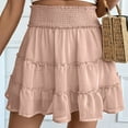 thumbnail image 6 of YDFCWXW Women Chiffon Skirts High Waist Ruffle Mini Skirts Tennis Golf Skirt Boho Summer Tiered Skirts with Built-in Shorts Pink, S, 6 of 6