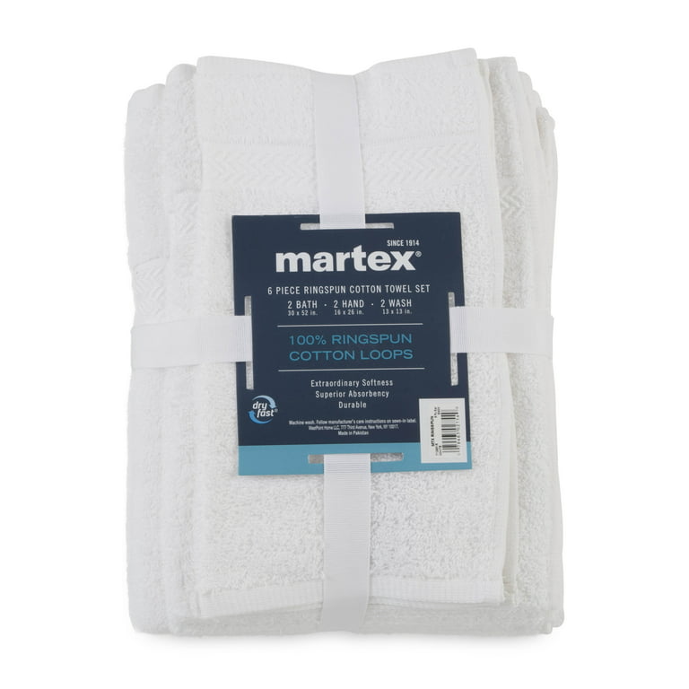 Martex Ringspun 6-Piece Towel Set, Coral, Cotton