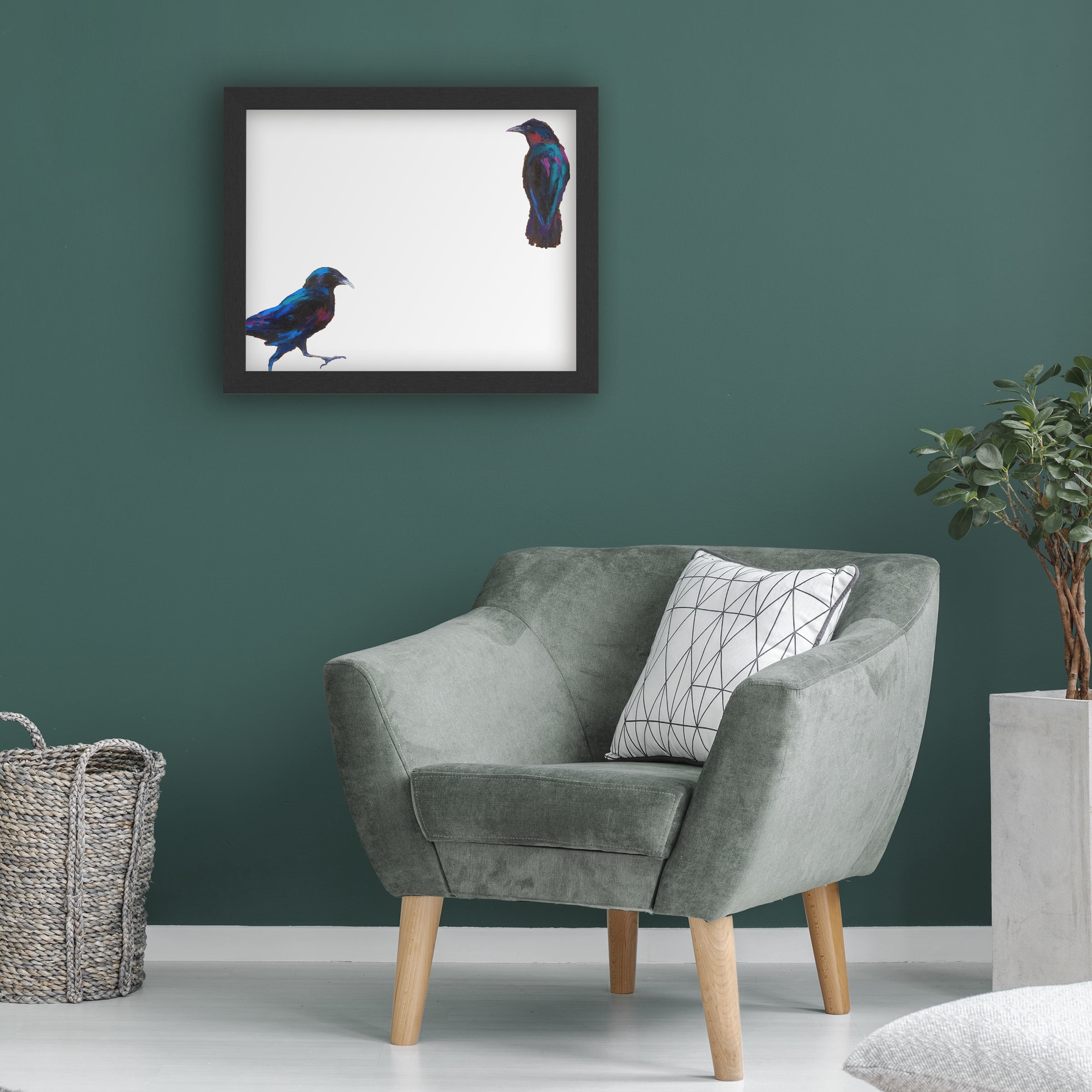 Dry Erase Marker Board with Printed Artwork - Marion Rose 'Crows 9' White Board - Ready to