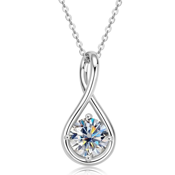 AEHIO Stunning 2 Carat D Color VVS1 Moissanite Infinity Pendant Necklace for Women, 925 Sterling Silver Platinum Plated, Gift for Mom Wife Her Birthday Anniversary Valentine‘s Day