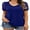 06-Royal Blue, variant on JWD Waffle Knit Lace Short Sleeve Blouses V Neck T Shirts Summer Casual Tops For Women Black Large