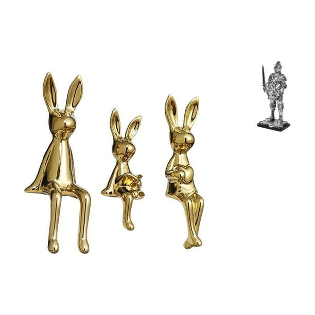 Figura decorativa de la familia Bunny Knight, adorno creativo para mesa, escritorio, estantería, armario, entrada o decoración de inauguración de casa