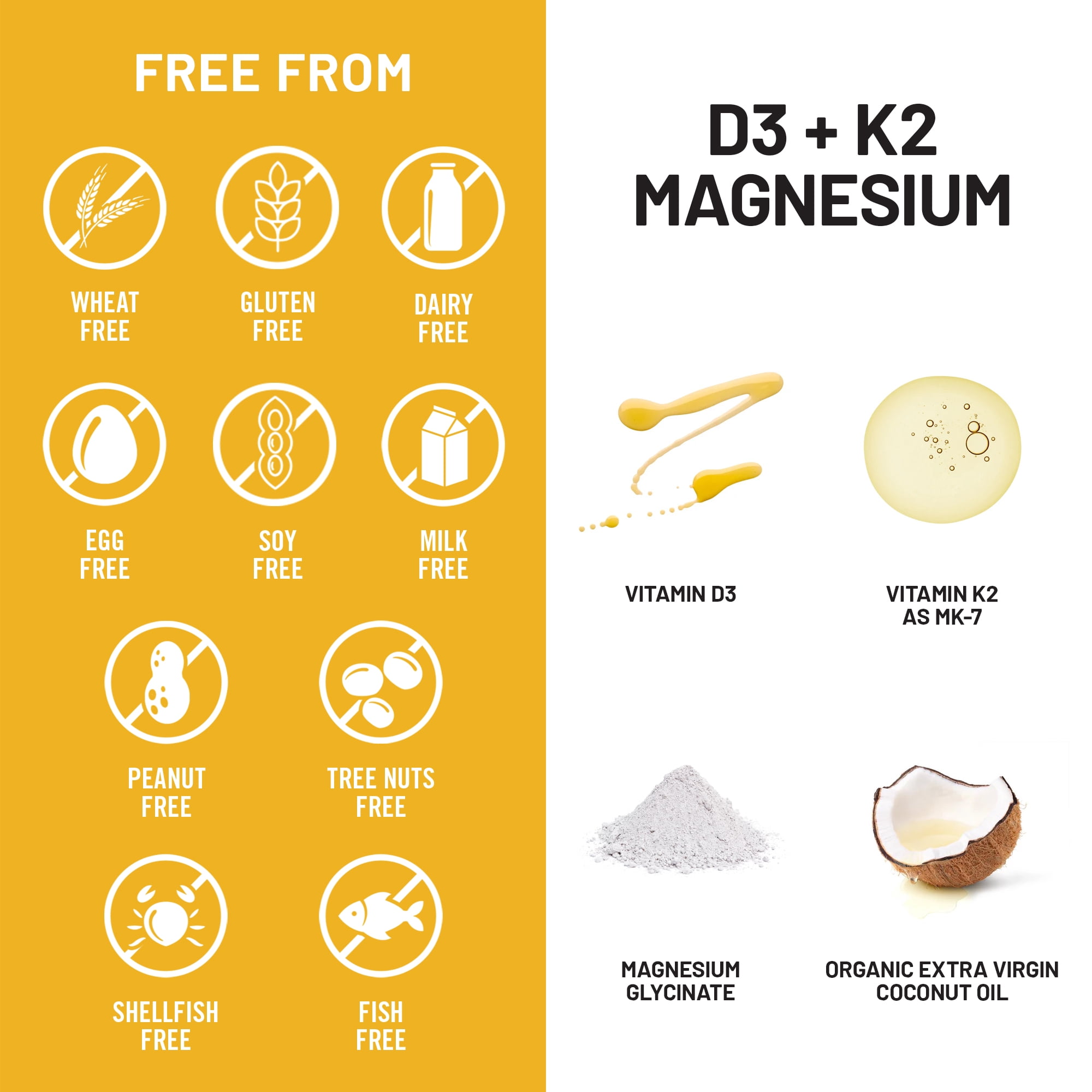 NatureWise Vitamin D3 K2 Magnesium Glycinate 275mg - Extra Strength Vitamin D3 5000IU + K2 50mcg - High Absorption Chelated Magnesium - Bone Support - Non-GMO, USA Manufactured - [90 Day Supply]