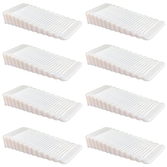 Oksdown Lot de 8 Bouchons de Porte en Caoutchouc Blanc Coin Mince et Petit Antidérapant Bouchon Discret en Silicone Souple pour Intérieur Placard Douche Cuisine Sol