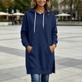 thumbnail image 4 of Kezqiaxn Womens Hoodie Fashion Solid Color Side Slit Casual Long Sweatshirts Long Sleeve Drawstring Pullover Tops with Pockets, 4 of 7
