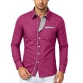 thumbnail image 2 of Daiosportswear Men's Casual Long Sleeve Dress Shirts Business Slim Fit Beach Yoga Shirt Button-Down Collar Blouse with Pockets Hot Pink L, 2 of 6