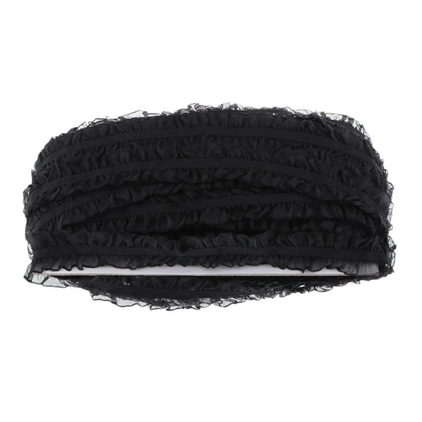 50 yardas de cinta elástica con volantes, borde de cinta decorativa, volante de cinta decorativa negro
