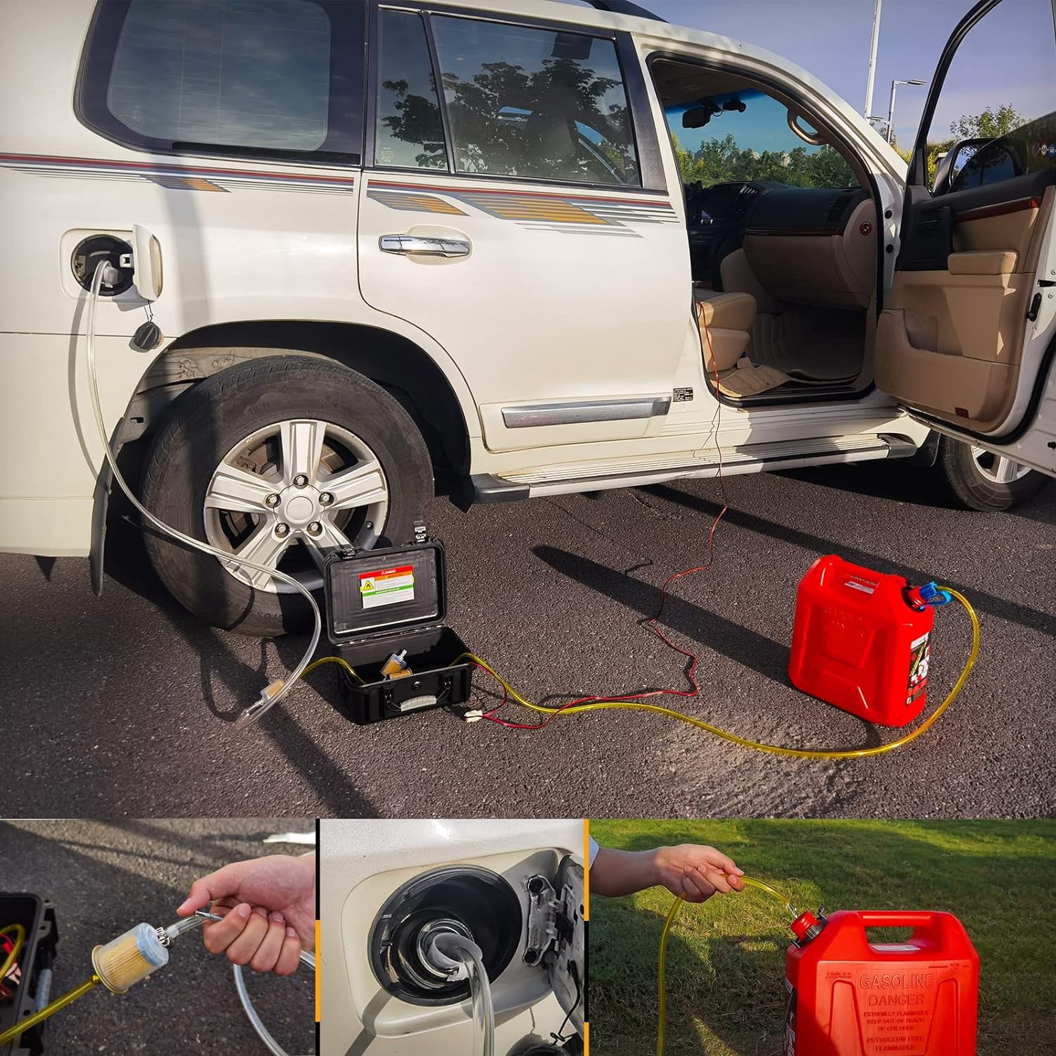 Steauty 12V 30GPH Fuel Transfer Pump - Patented Pulley Lead Pipe, Copper Motor/High-Strength Polymer Body - Gas/Diesel, Trucks/Cars/SUVs/UTVs/Boats/RV