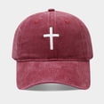 thumbnail image 2 of Hat, CQXIDFH Women Outdoor Baseball Cap, Men Washed Cotton Trucker Hat, Adjustable Embroidered Dad Hat, Casual Headwear for Holiday & Daily Use, Hijab Cap (Wine Red, One Size), 2 of 5