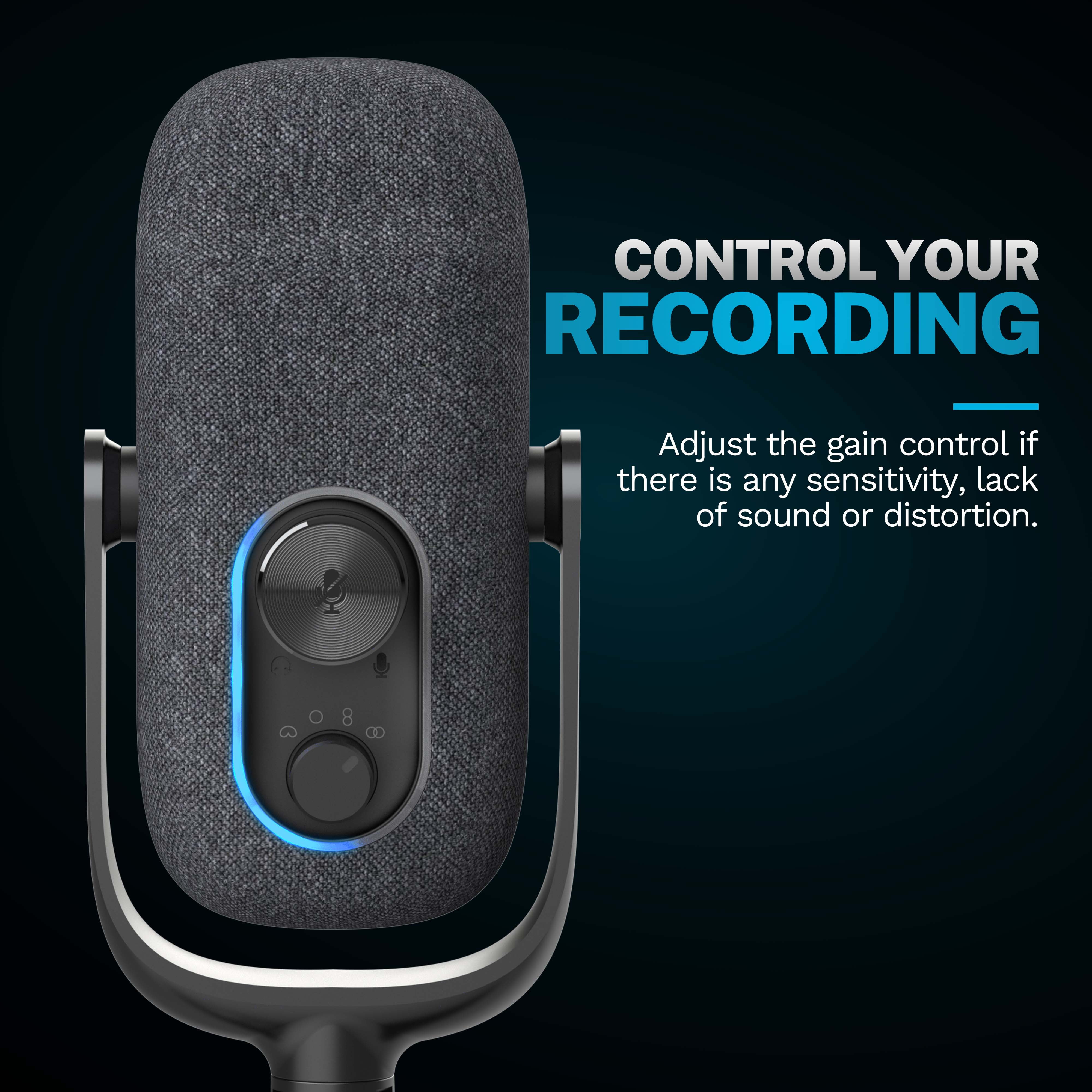 JLab JBuds Talk Gaming, Podcast & Streaming Microphone, Professional Grade Recording, 92kHz/24BIT Clarity, 4 Directional Pattern Modes, Gain Control, 4+ ft USB-C Cable, Versatile Mounting, Black