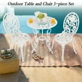 thumbnail image 4 of Villeston 3-Piece Cast Aluminum Outdoor Patio Bistro Table and Chair Set, Rose Pattern for Garden, White, 4 of 8