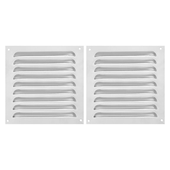 Uxcell 4 x 4 Inch Aluminum Vent Cover, Screen Air Grille Ventilation Cover HVAC Louvered Grill, Silver Tone 2 Pack