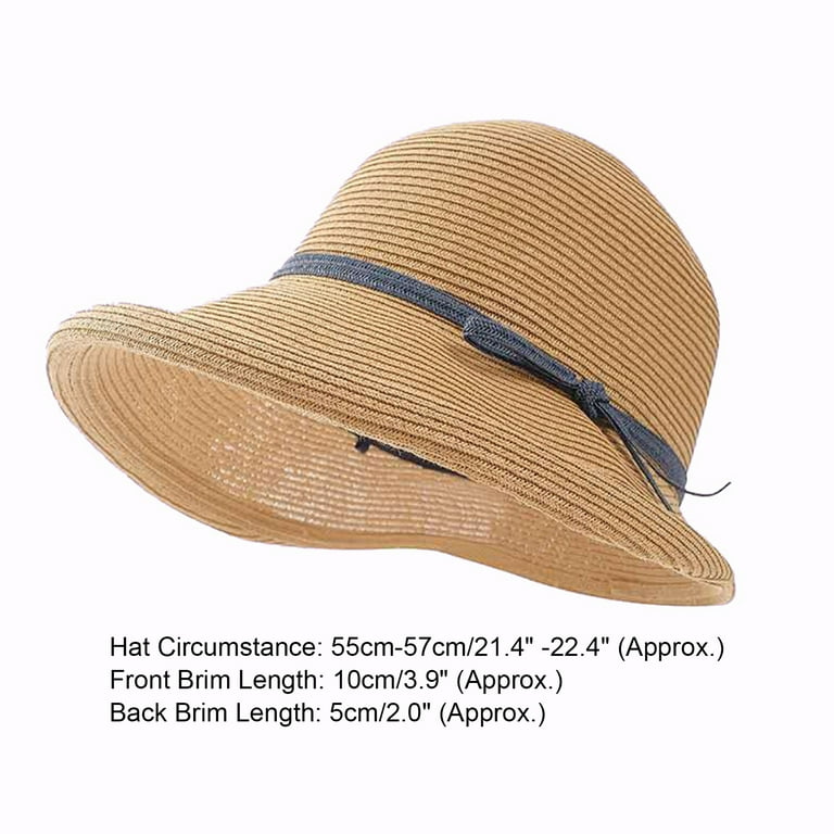Anvazise Women Sun Hat Solid Color String Decor Foldable Curled Edge Sunshade Short Brim Lady Fisherman Hat Headwear, Adult Unisex, Size: One size
