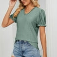 thumbnail image 4 of Birdeem Womens V- Neck Solid Color Lace Panel Cut-Out Short Sleeve Short Tops, 4 of 10