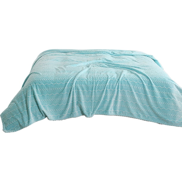 Mantas de Lanzamiento Calientes para el Invierno: Manta Raschel de Doble Capa Gruesa Suave 70x100cm, Manta de Lanzamiento de Lana a Rayas Azules para Cama, Sofá Y Confort Acogedor