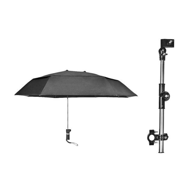 DOLITY Parasol de Plage avec Pince Parapluies Ajustables Parasol Pliant Parasol de Soleil Double Noir Double Couche