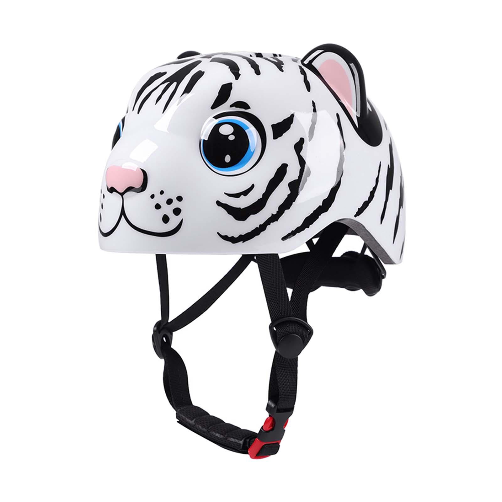 harayaa Bicycle Helmet, Lightweight, Shockproof, Cartoon Design, Breathable, for Skating White Tiger