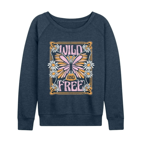 Instant Message - Wild And Free Butterfly - Women's Lightweight French Terry Long Sleeve Shirt