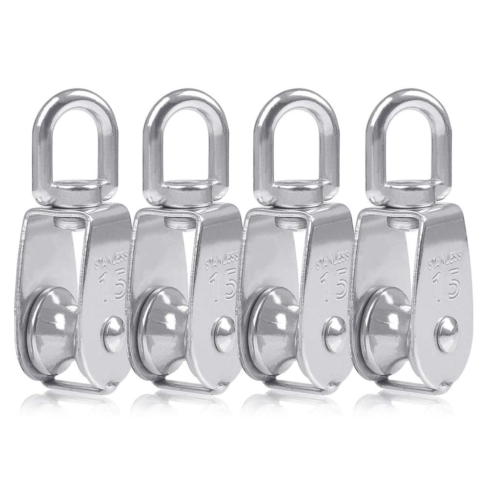harayaa 2PCS Single Pulley Roller Load Lift Steel M15 Pulley Block harayaa 2PCS Single Pulley Roller Load Lift Steel M15 Pulley Block