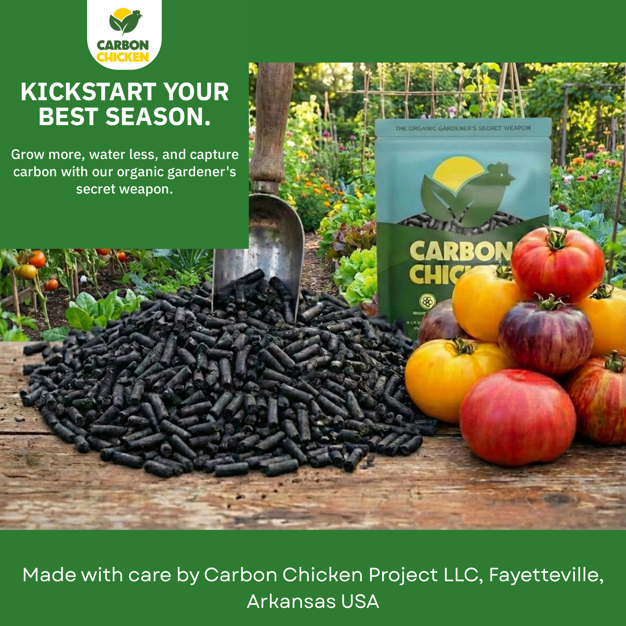 Carbon Chicken Organic All-Purpose Pelleted Slow-Release Soil Amendment, 4 lb Bag with Biochar and Manure Blend