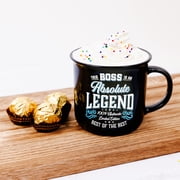 Pavilion Gift Company - Boss Absolute Legend - Ceramic 13-ounce Campfire Mug, Double Sided Coffee Cup, Boss Gifts, Gifts For Boss, Boss Mug, 1 Count (Pack of 1), 3.75” x 5” x 3.5”, Black/Blue